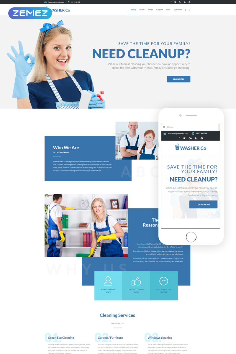 Washer Co - Cleaning Services Joomla Template