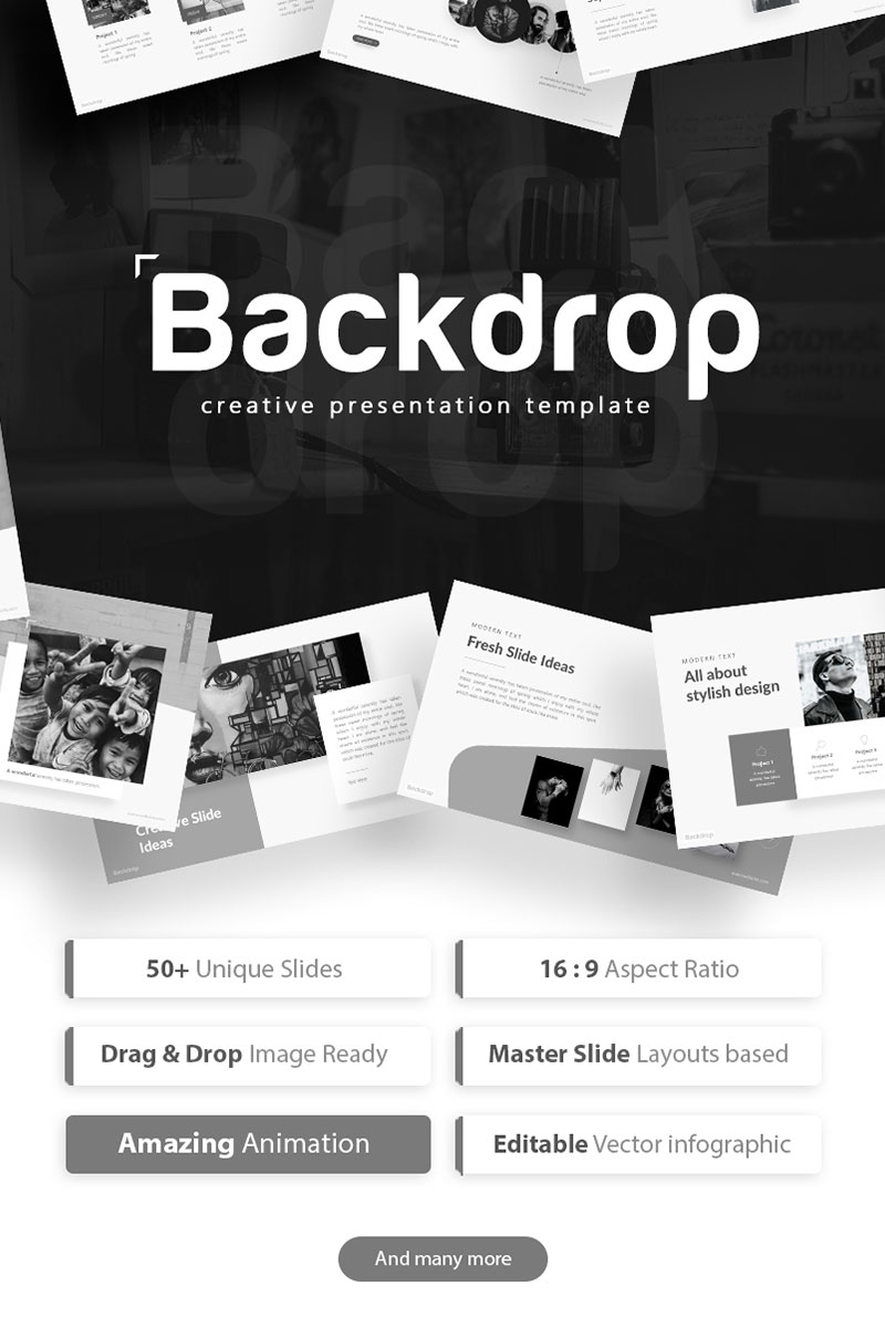 Backdrop - Black and White PowerPoint template
