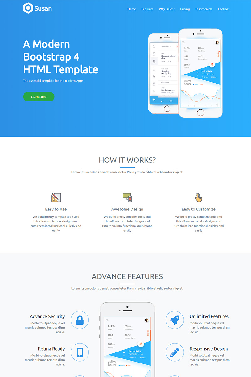 Susan - App Landing HTML5 Template Landing Page Template