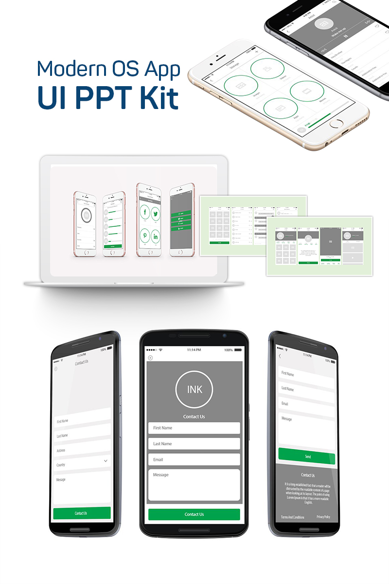 Modern OS App UI PPT Kit PowerPoint template