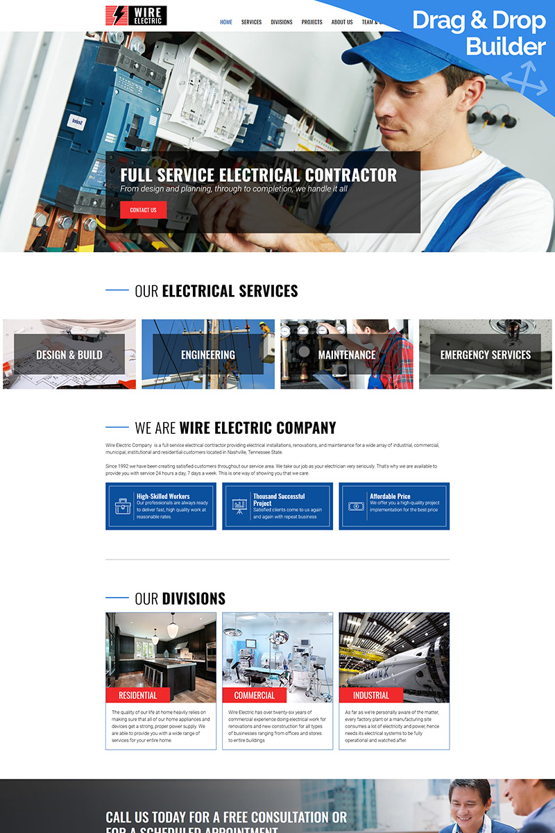 Wire - Electrical Company Moto CMS 3 Template