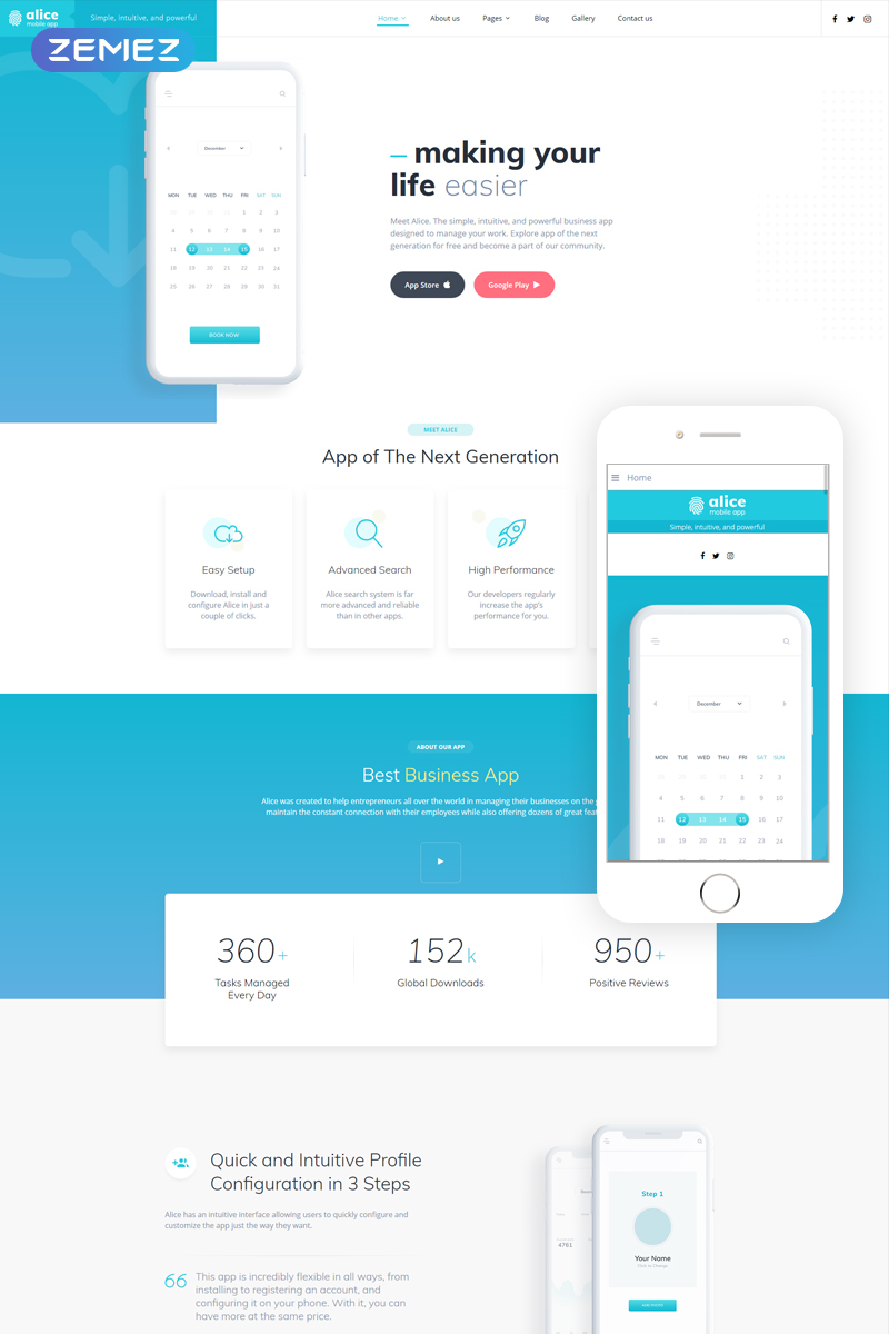 Alice - Mobile App Clean Joomla Template