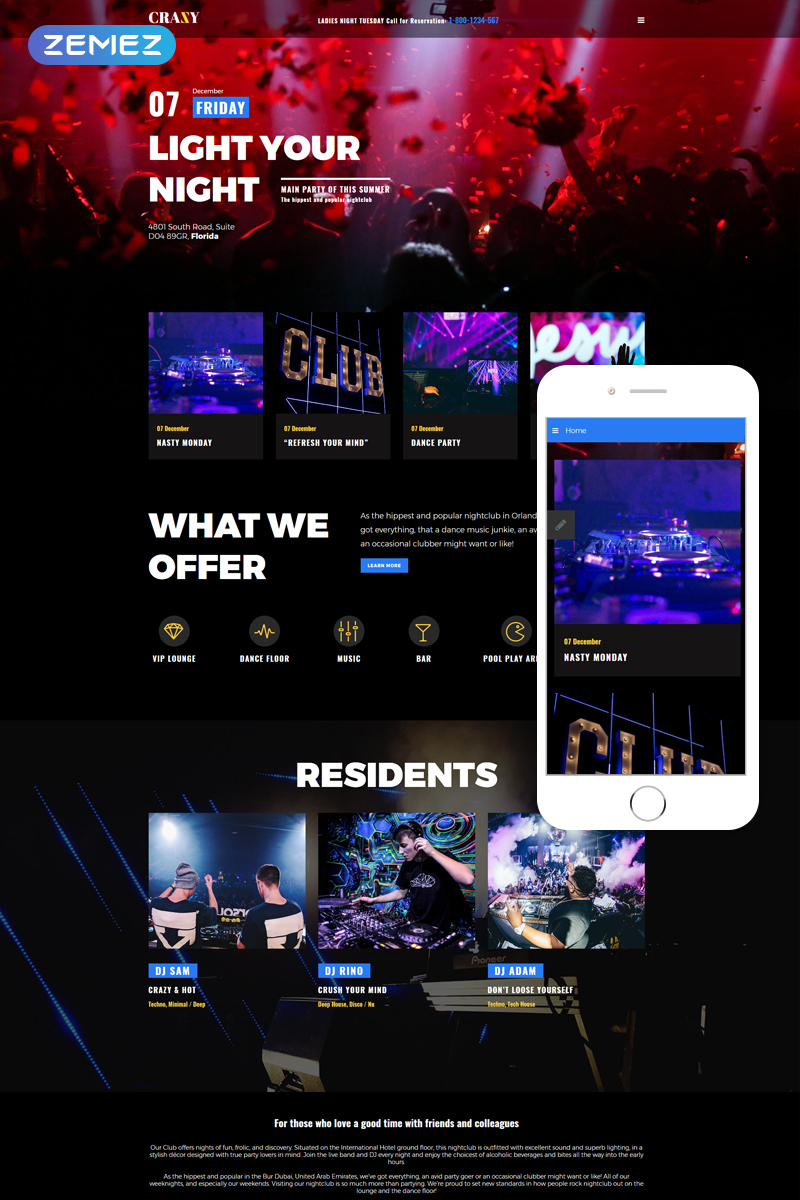 Crazy - Night Club Modern Responsive Joomla Template