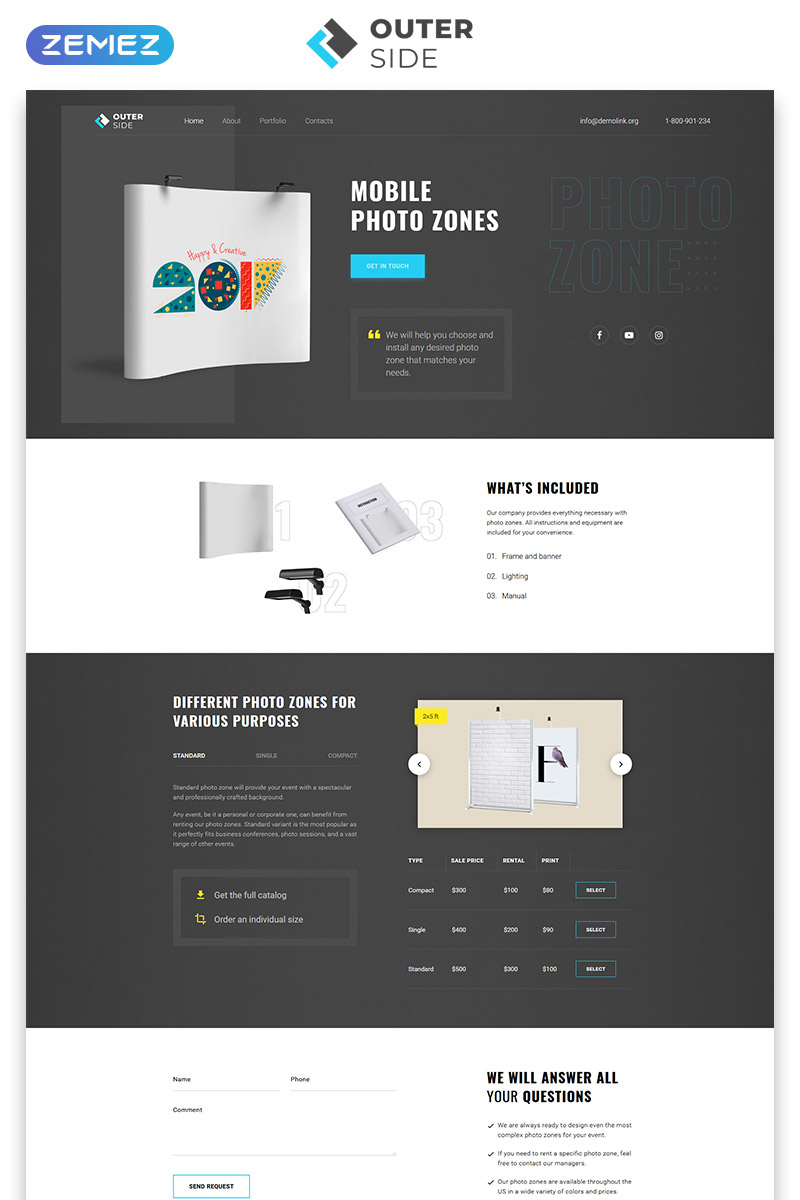 Outer Side - Photo Zones One Page Modern HTML Landing Page Template