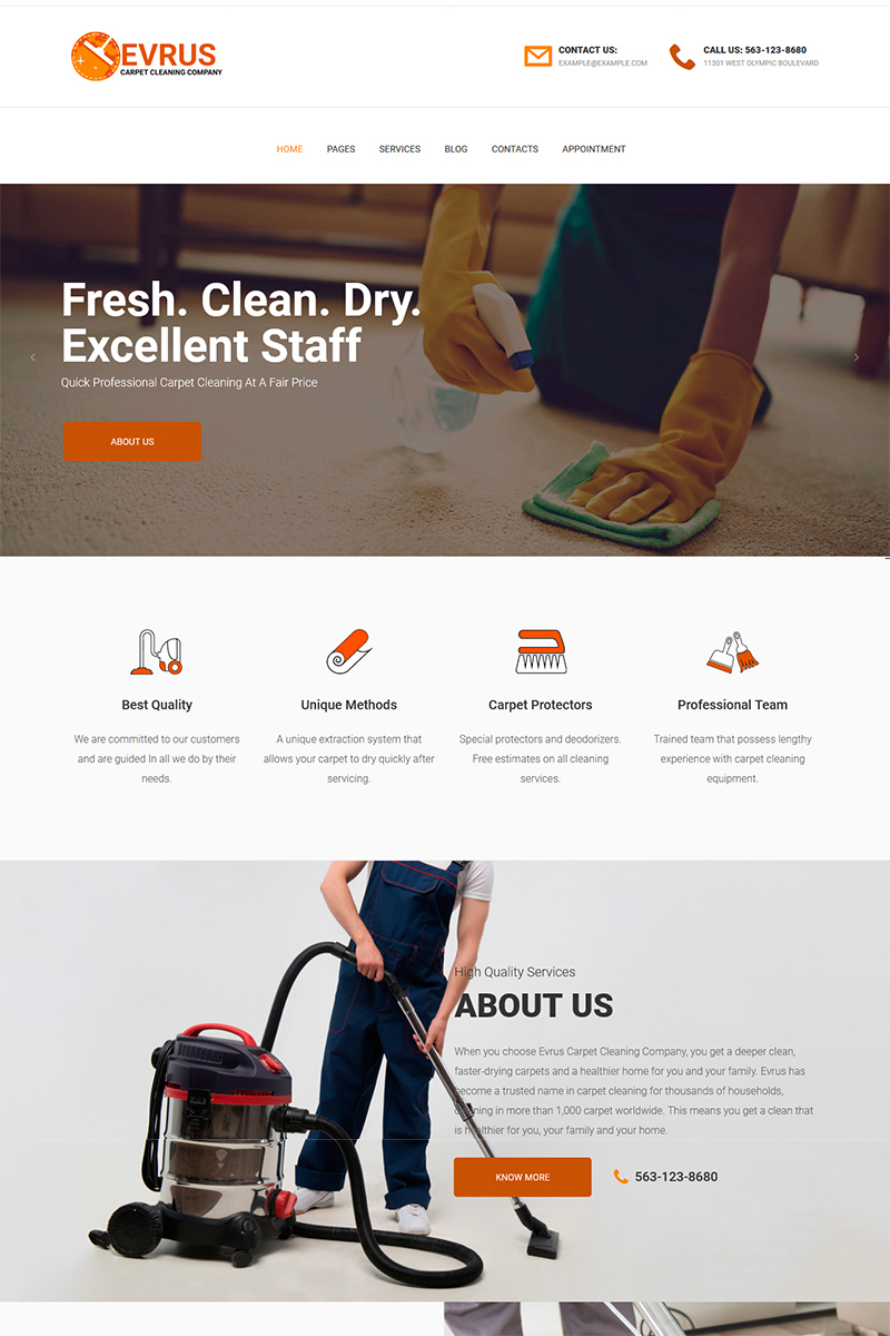 Evrus - Carpet Cleaning and Disinfection WordPress Theme