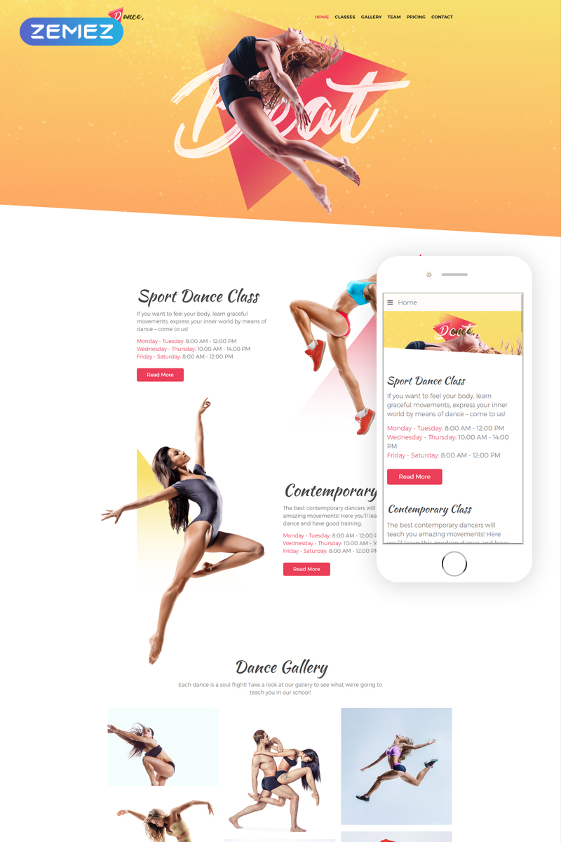 Dance - Dance Studio One Page Creative Joomla Template