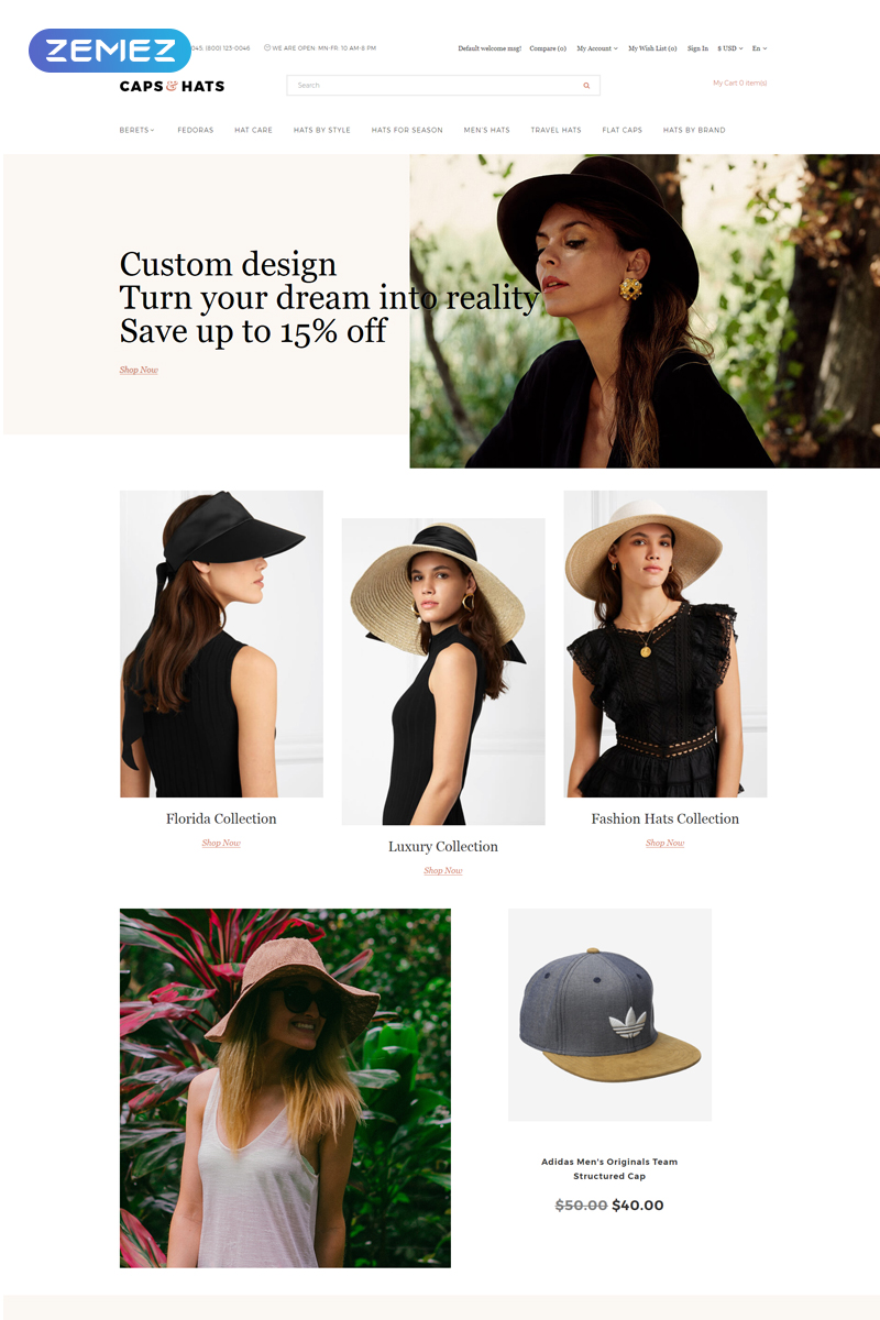 Caps & Hats - Stylish Clean Responsive Bootstrap OpenCart Template
