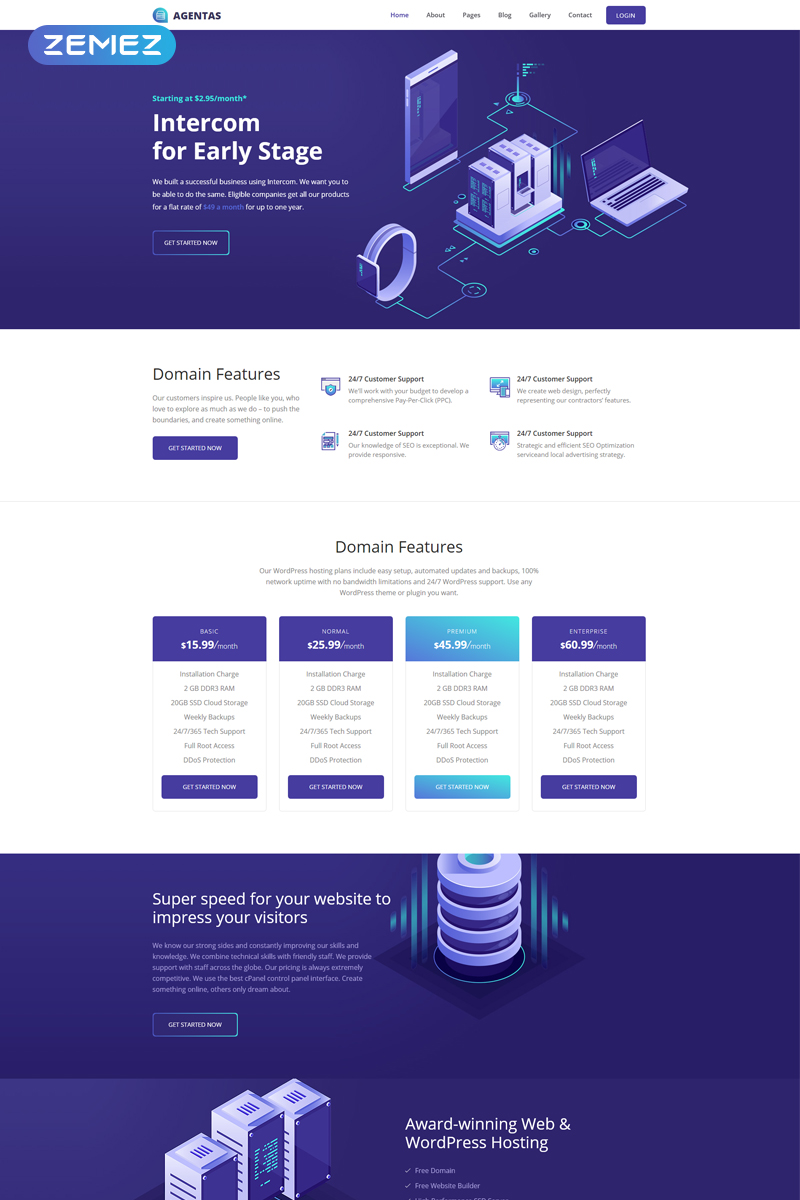 Agentas - Hosting Flat Design Clean Joomla Template