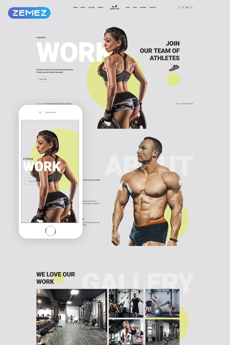 Monster Team - CrossFit Sticky Menu Bright Joomla Template