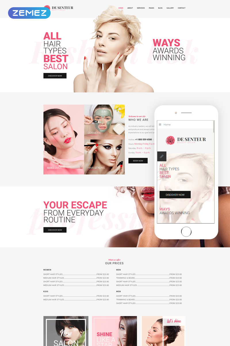 De Senteur - Beauty Salon Parallax Sophisticated Joomla Template