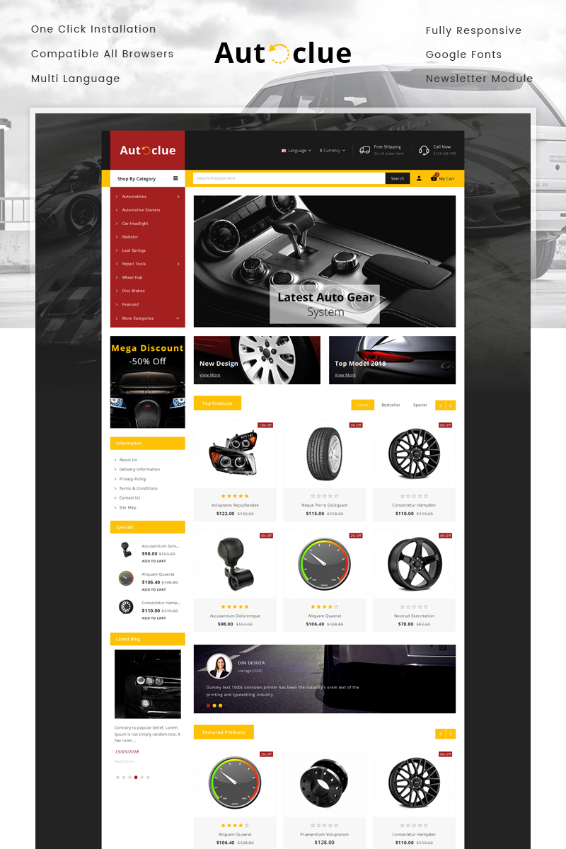 Autoclue - Spare Parts Store OpenCart Responsive Template