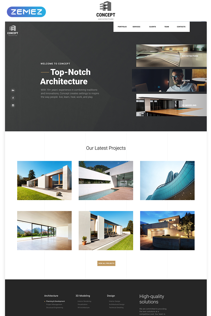 Concept - Architecture Creative HTML Bootstrap Landing Page Template