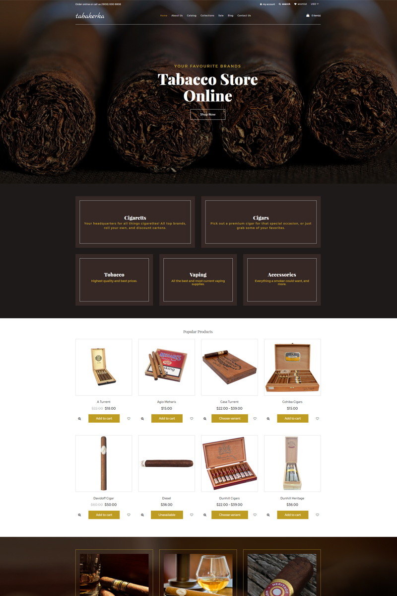 Tabakerka - Tobacco Multipage Clean Shopify Theme