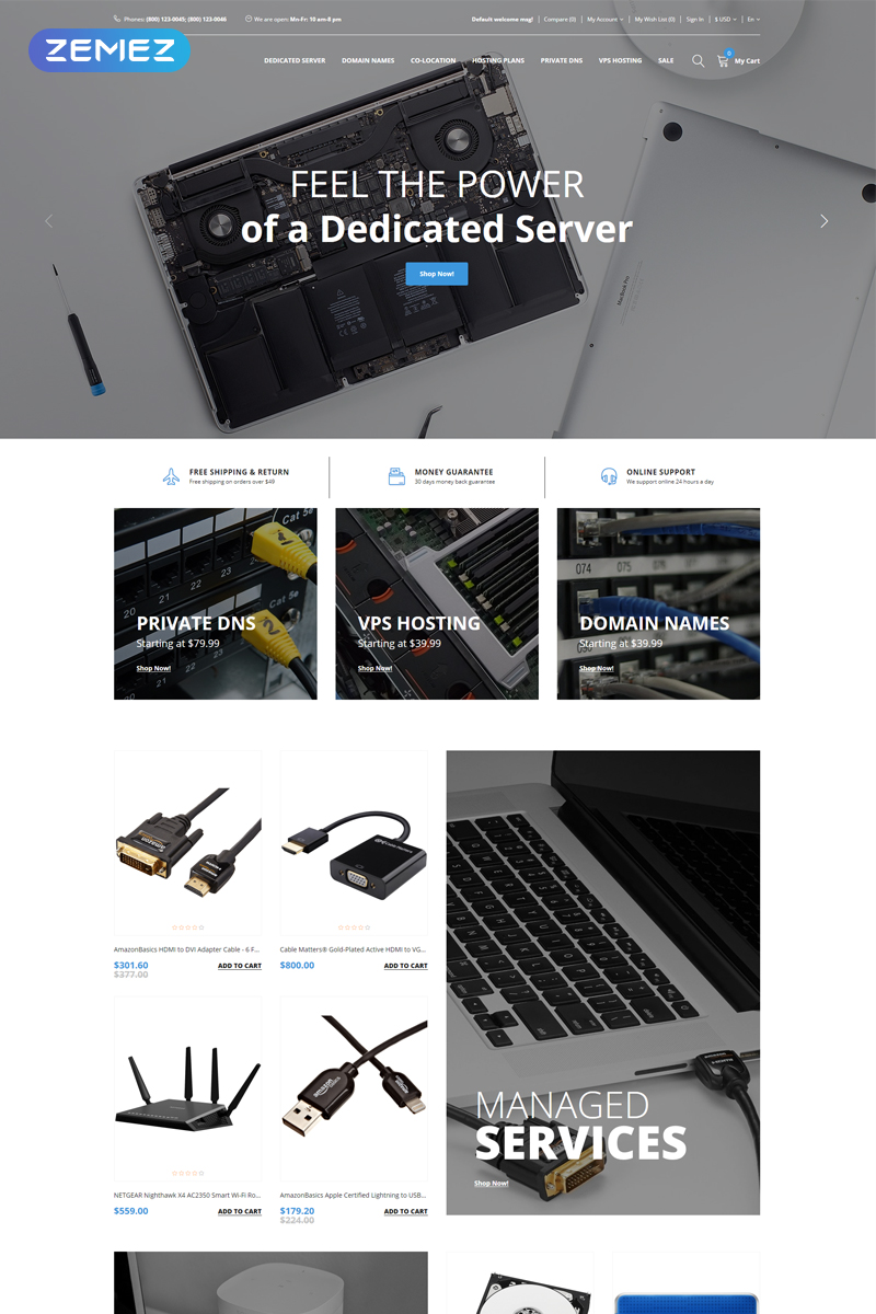 Hostinged - Hosting Reliable Clean OpenCart Template
