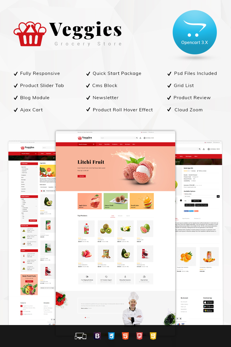 Veggies Grocery Store OpenCart Template