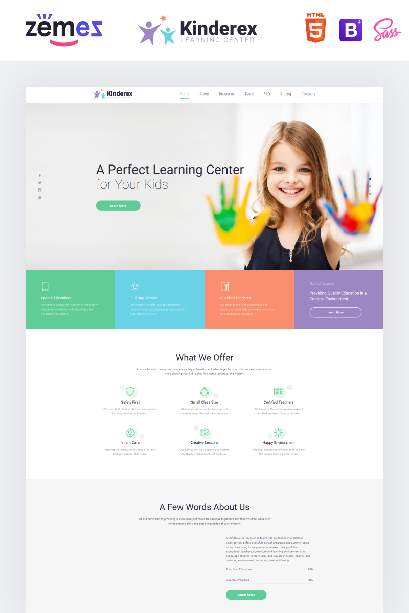 Kinderex - Kids Learning Center Clean HTML5 Landing Page Template