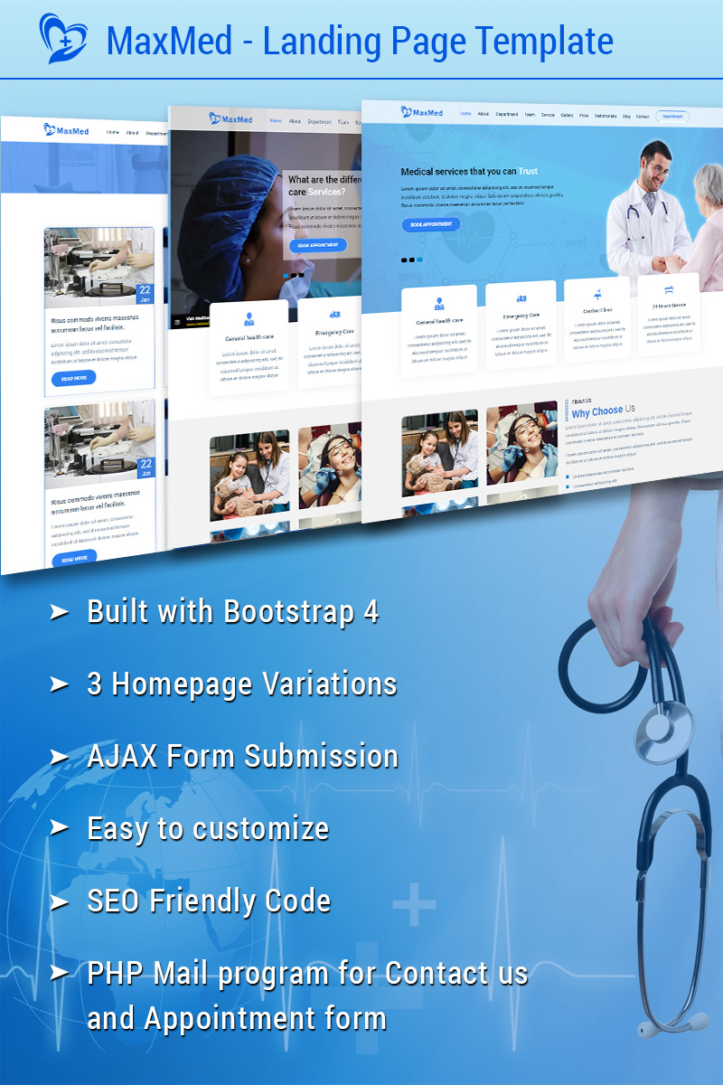 MaxMed Hospital Landing Page Template