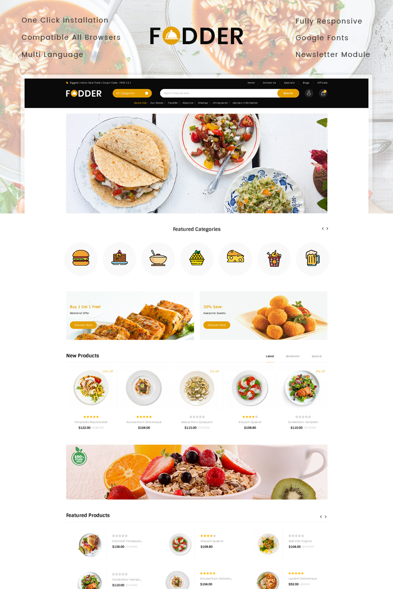 Fodder Restaurant Store OpenCart Responsive Template