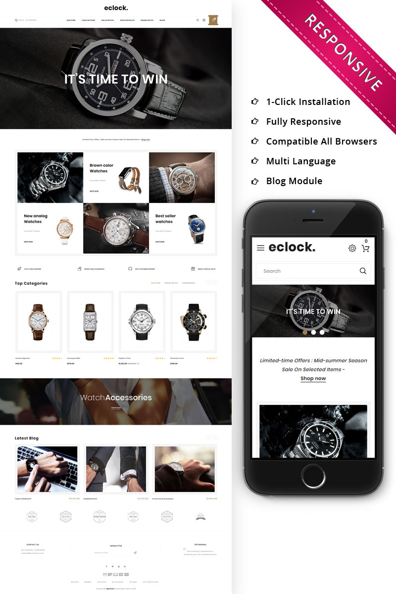 Eclock - The Watch Store Responsive OpenCart Template