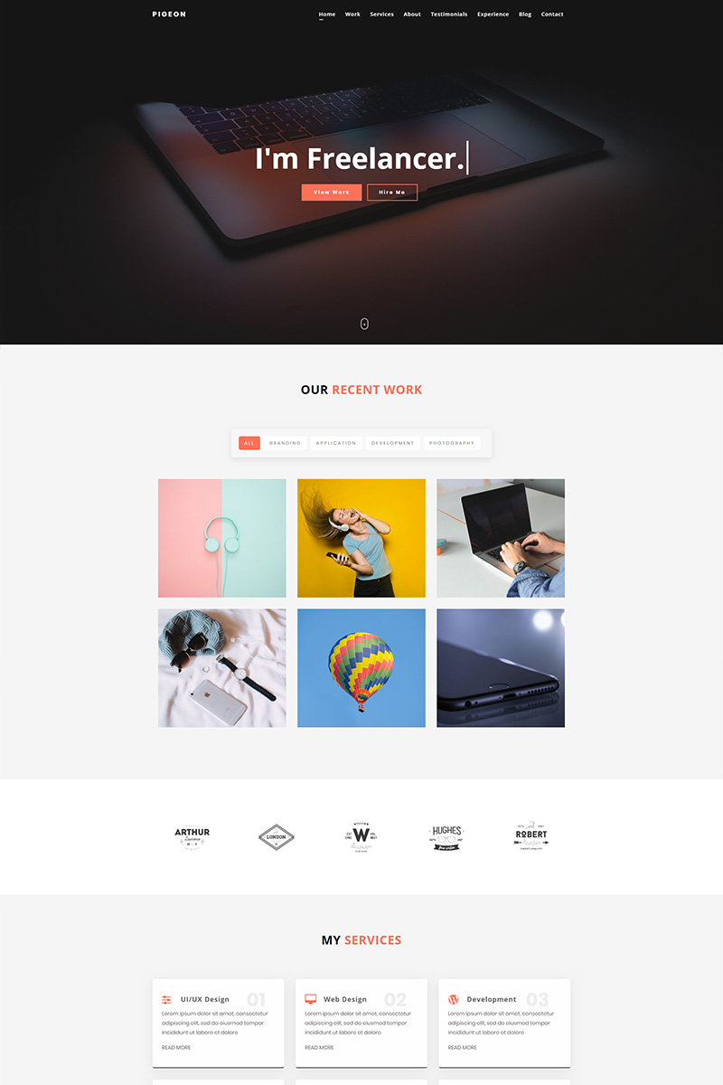 Pigeon - Personal Portfolio HTML Landing Page Template