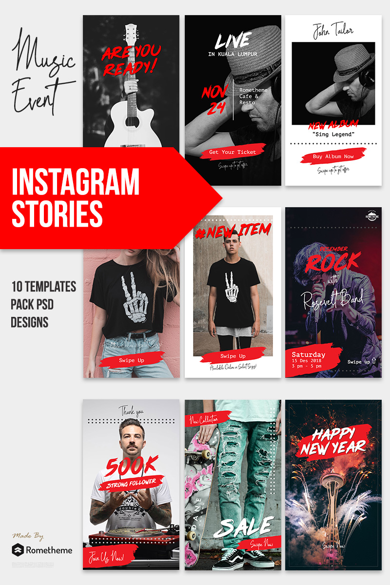 Music & Event - Instagram Stories Red & Black Theme Template