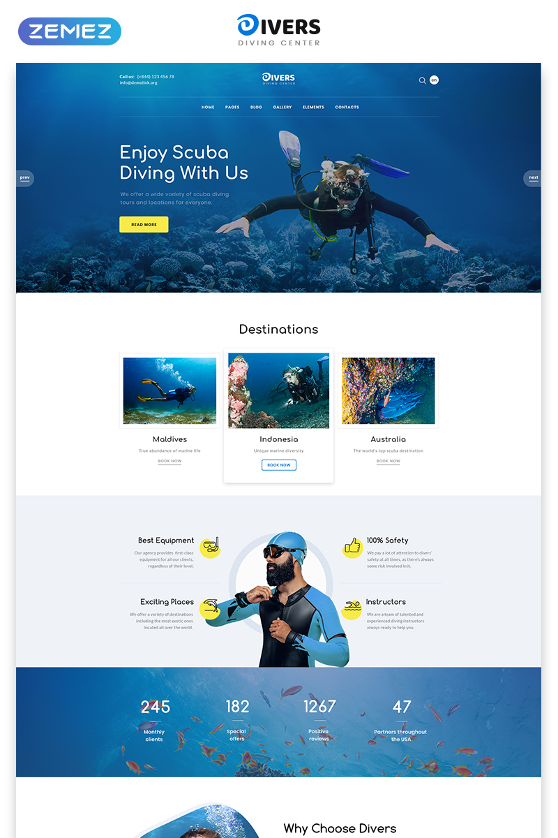 Divers - Diving Center Multipage Classic HTML Website Template