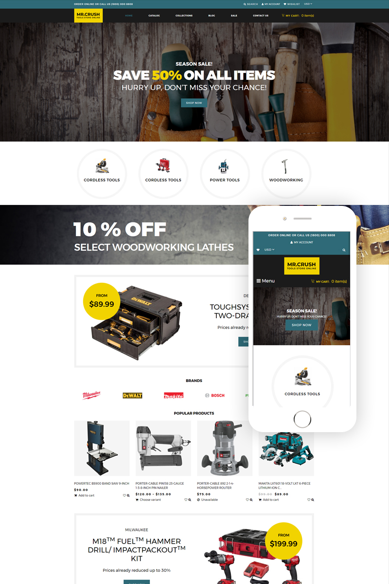 Mr Crush Tools Equipment Multipage Clean Shopify Theme Buy Website Template For 139 Id 79013