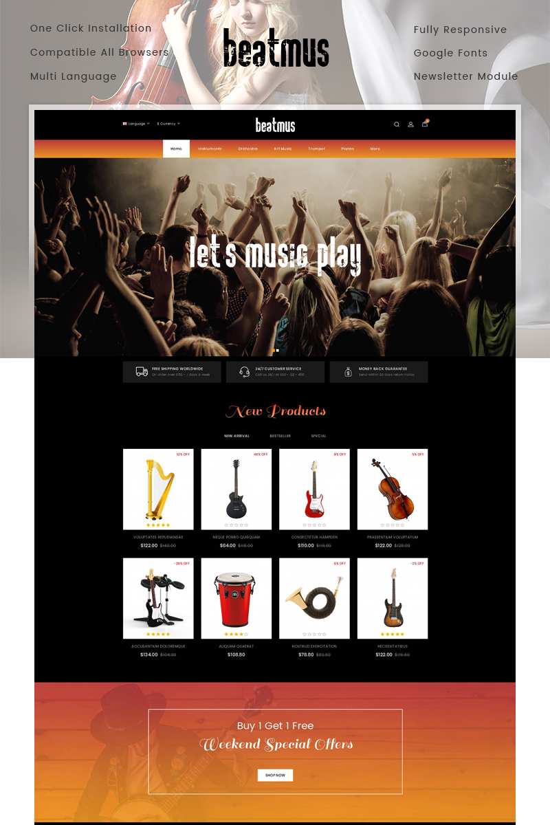 Beatmus - Musical Instrument Store OpenCart Responsive Template