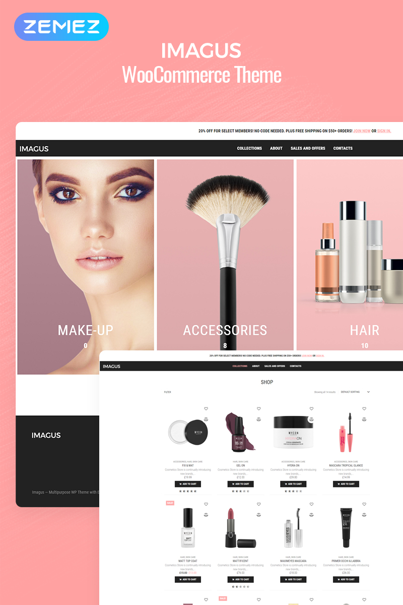 Imagus - Cosmetics Store, Beauty Center Elementor WordPress Theme