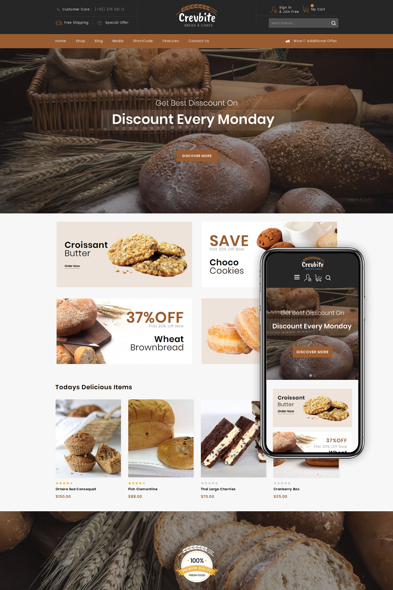 Crevbite - Bakery and Chocolate Store WooCommerce Theme