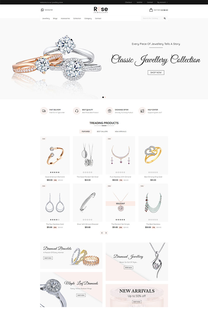 Rose Jewellery Shopify Theme