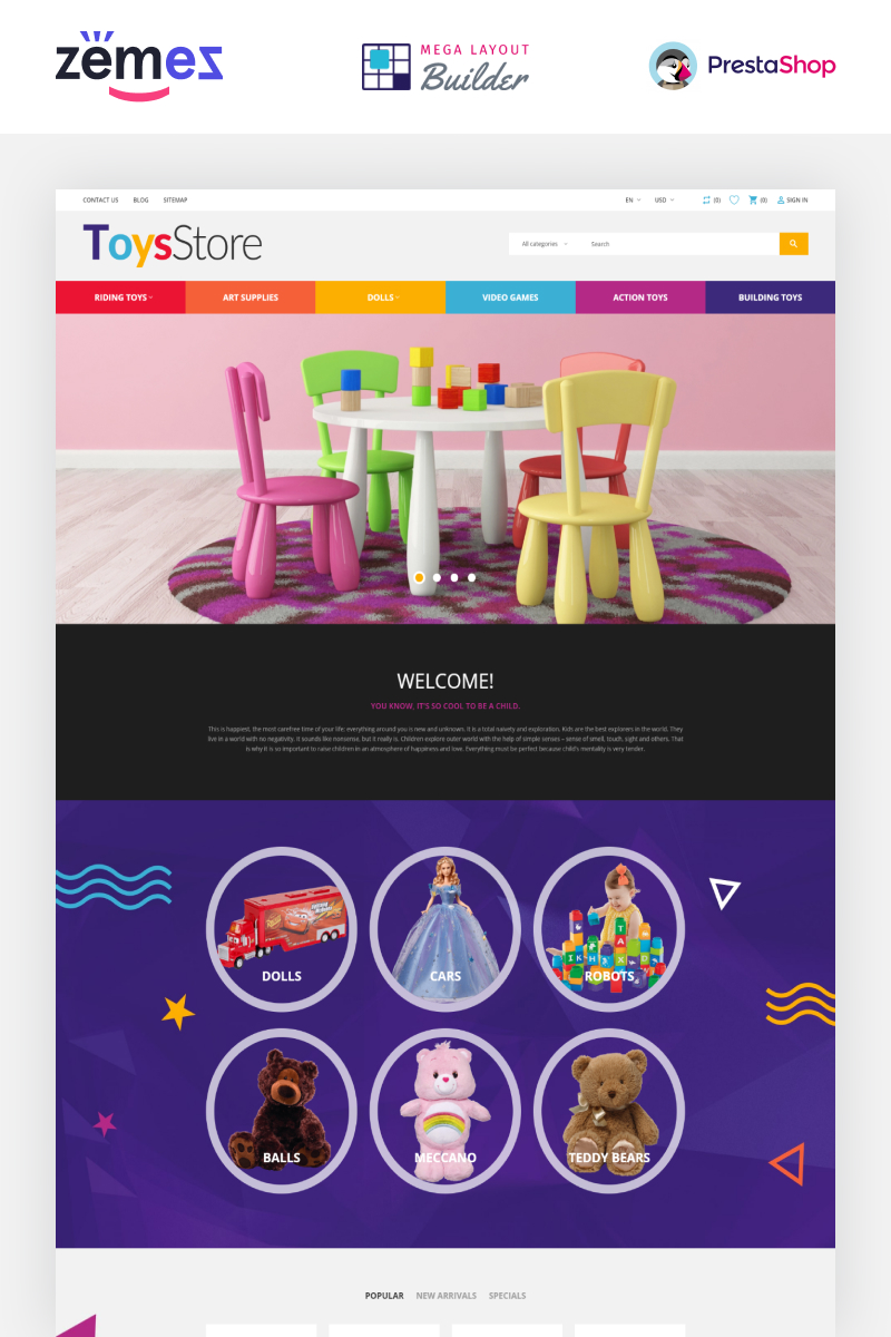 ToysStore - Kids Play Games Store Clean Bootstrap PrestaShop Theme