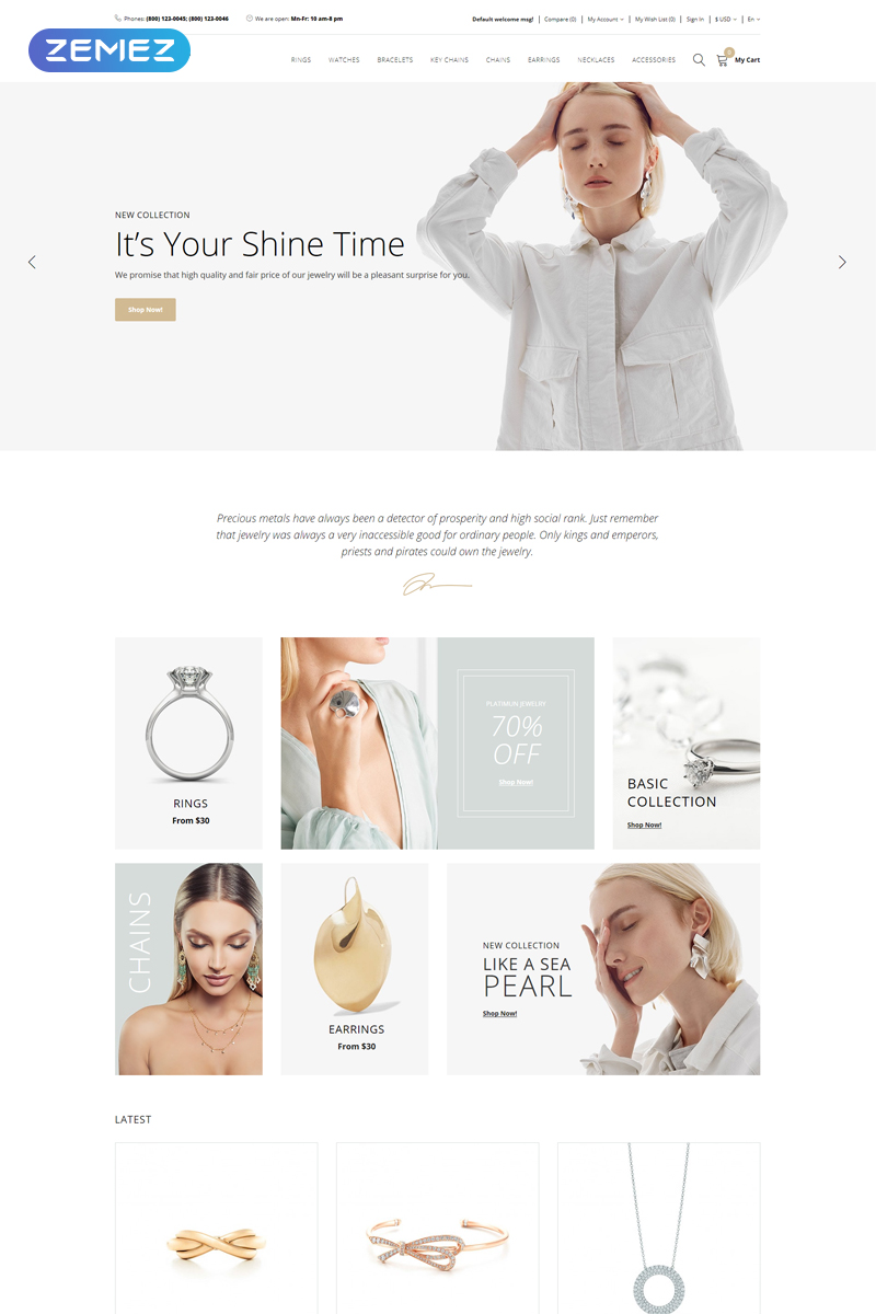 Jewella - Jewelry Store Clean OpenCart Template