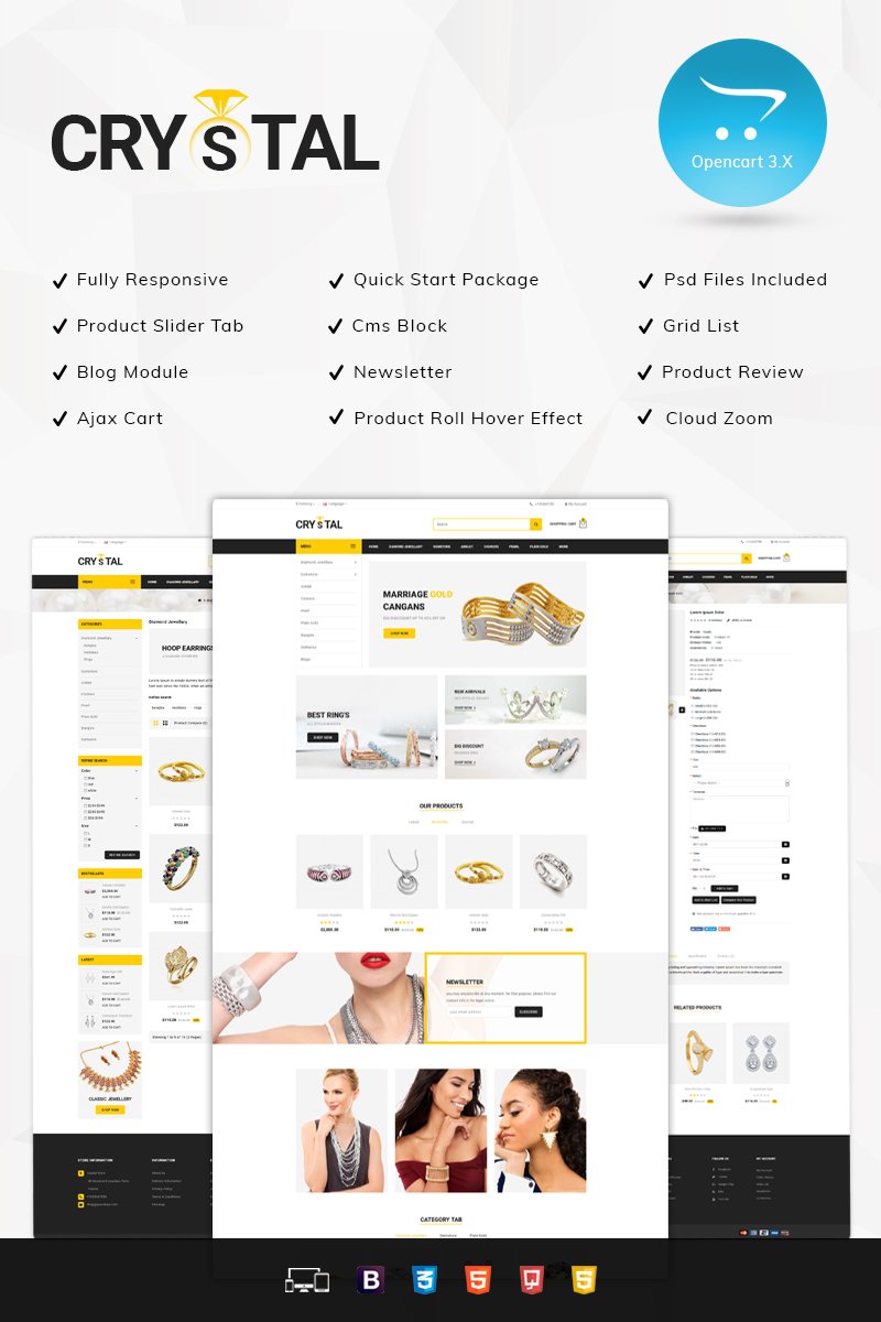 Crystal Jewelry Store OpenCart Template