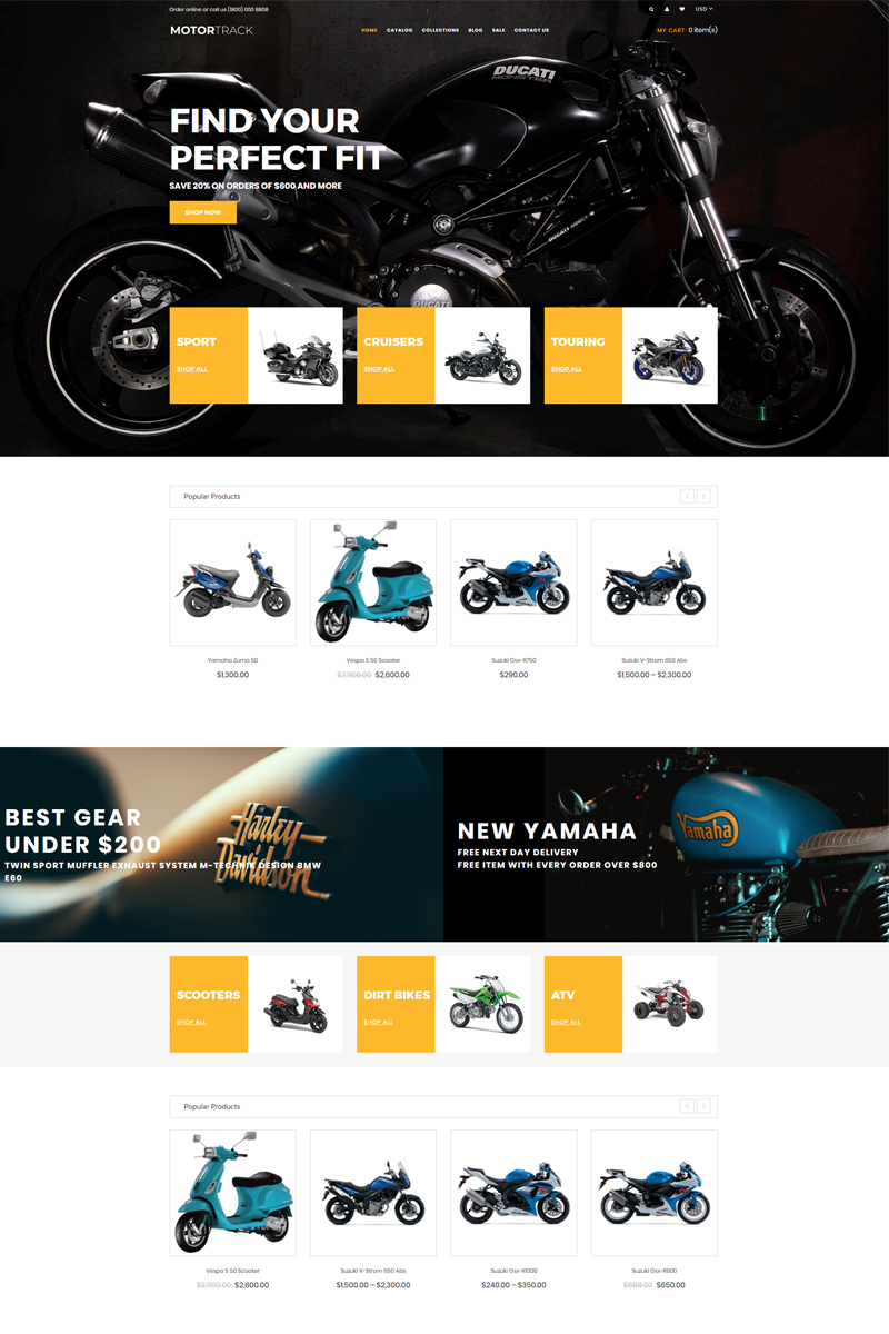 MOTORTRACK - Motorcycle Multipage Modern Shopify Theme