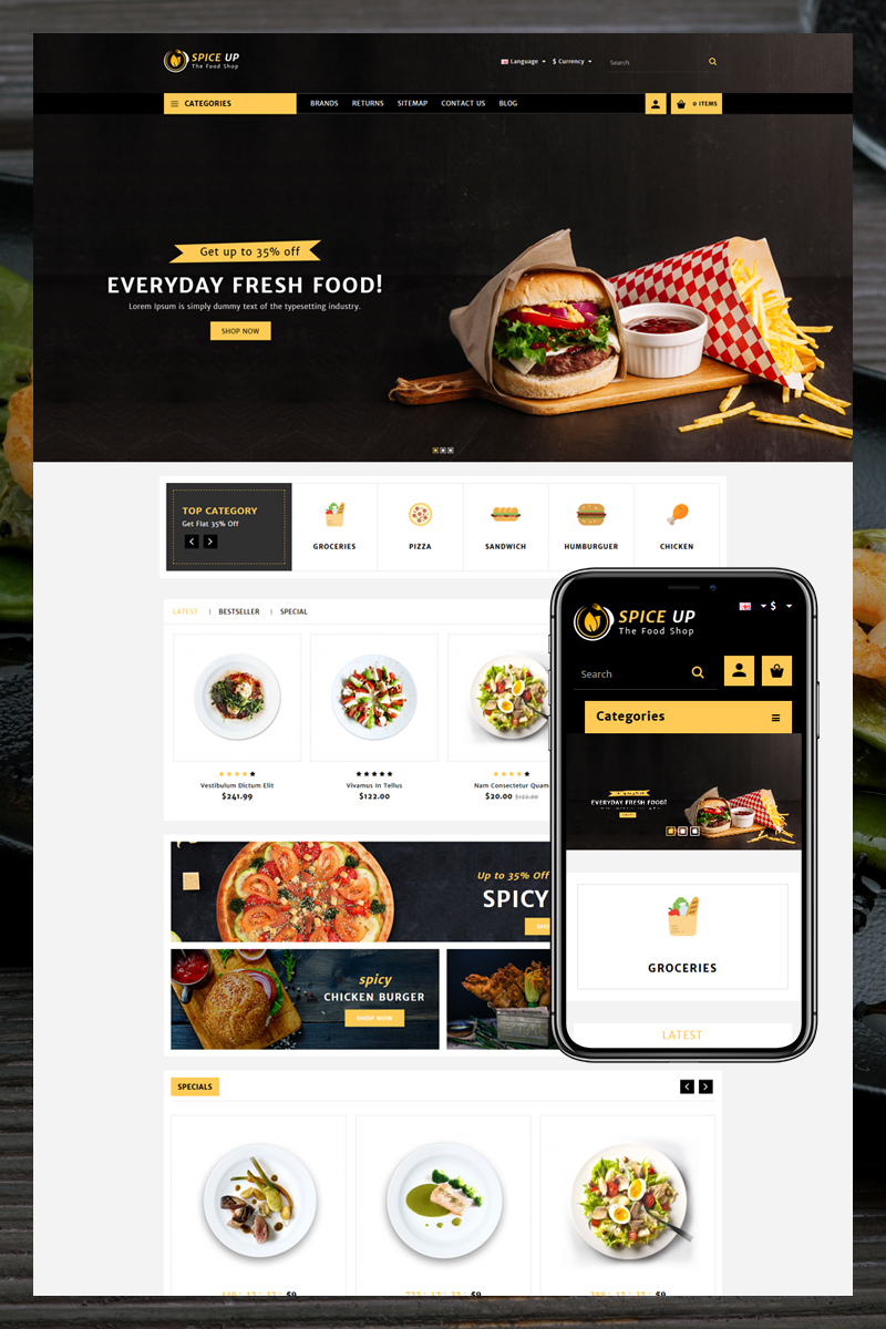 SpiceUp Foods Store OpenCart Template
