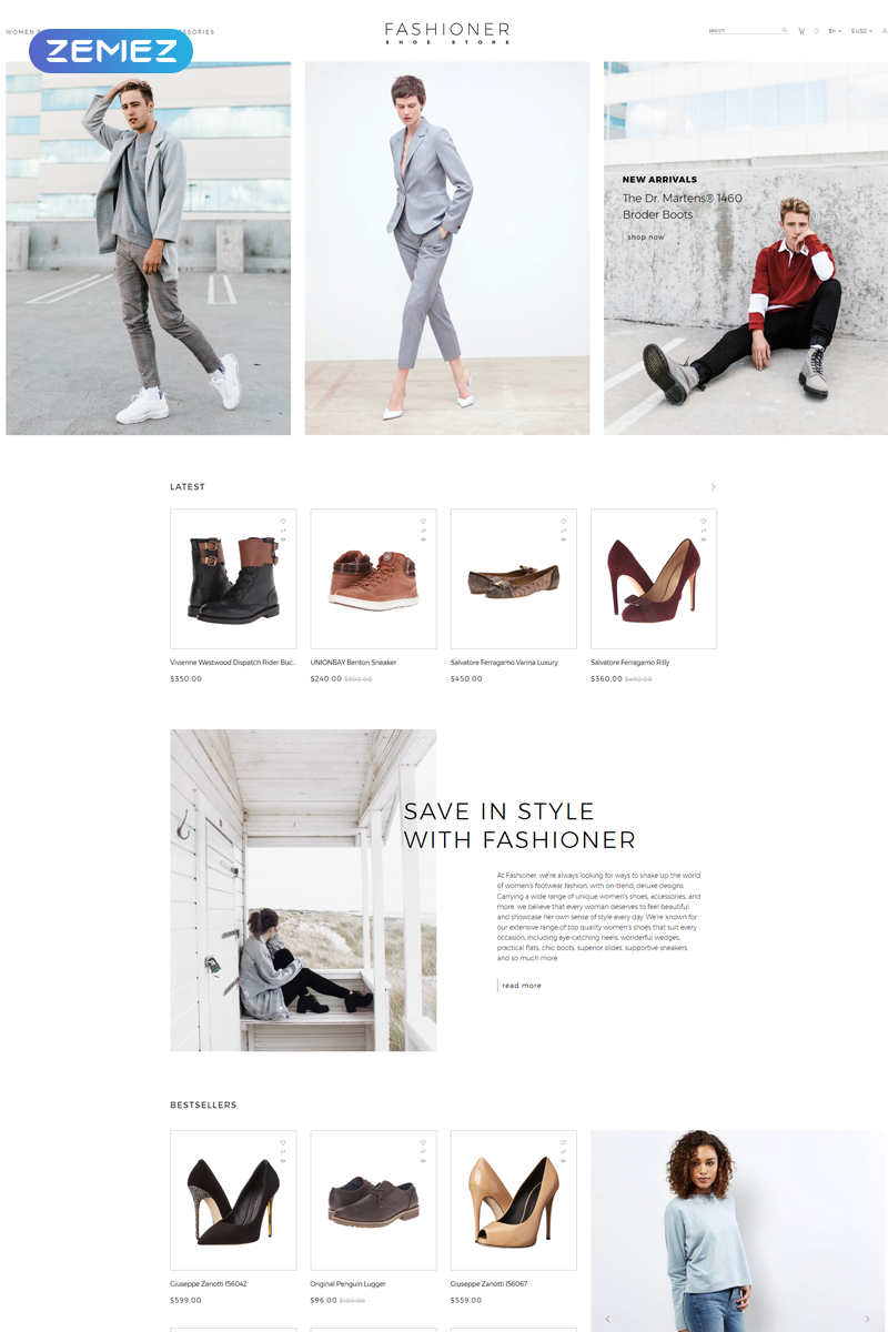Fashioner - shoes store OpenCart Template