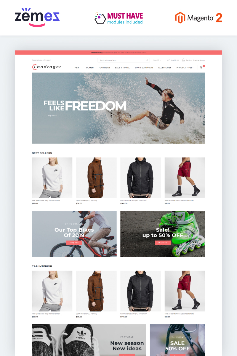 Landrager - Extreme and Outdoor Sports eCommerce Magento Theme