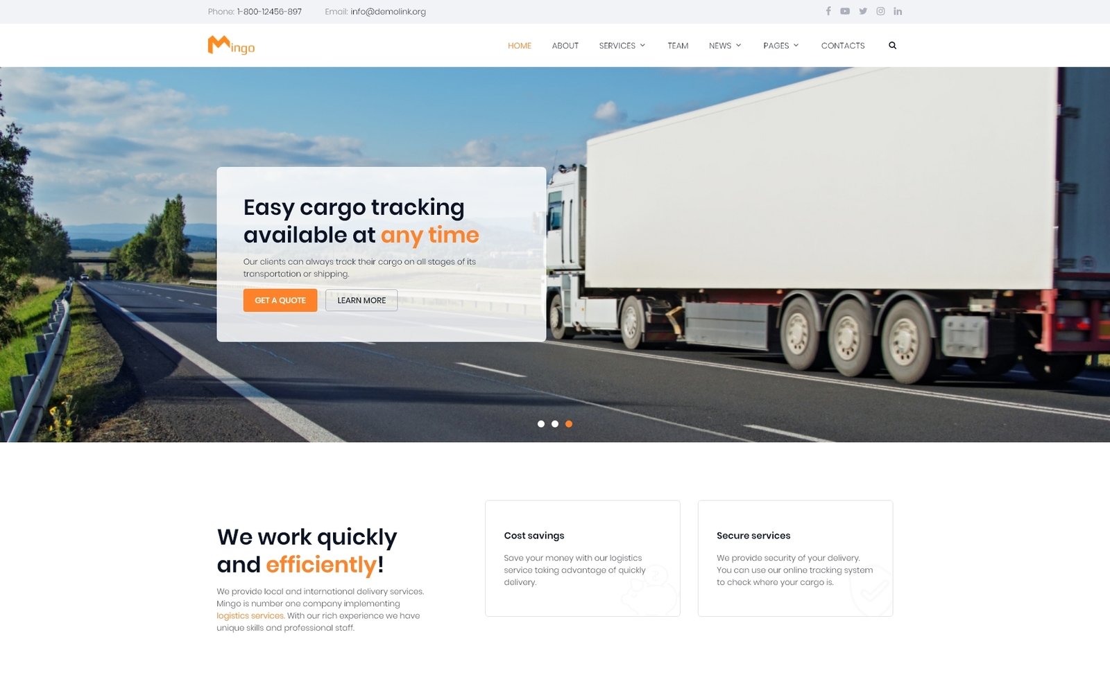 Mingo - Delivery Services Multipage Clean HTML Website Template