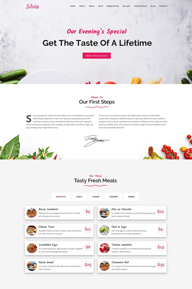 Silvia - Fast Food & Diner Joomla 4&5 Template