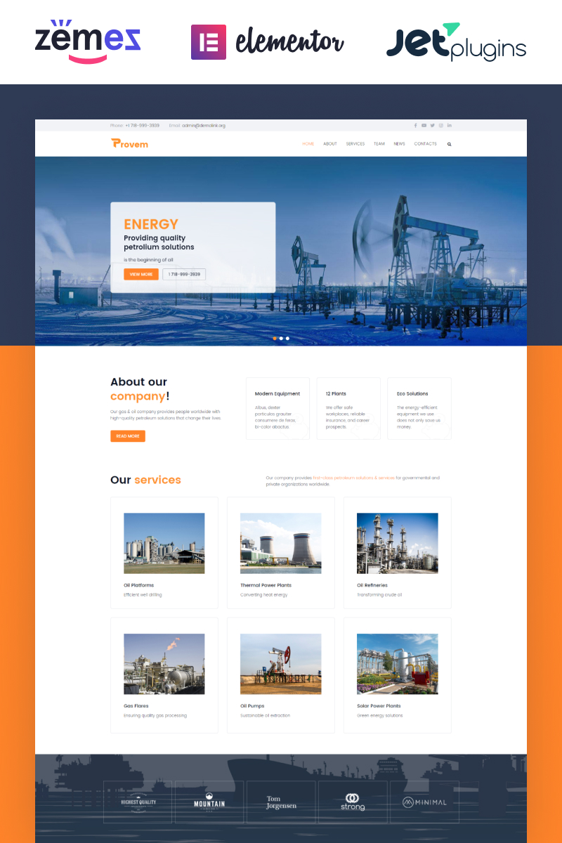 Provem - Reliable And Solid Energy WordPress Theme
