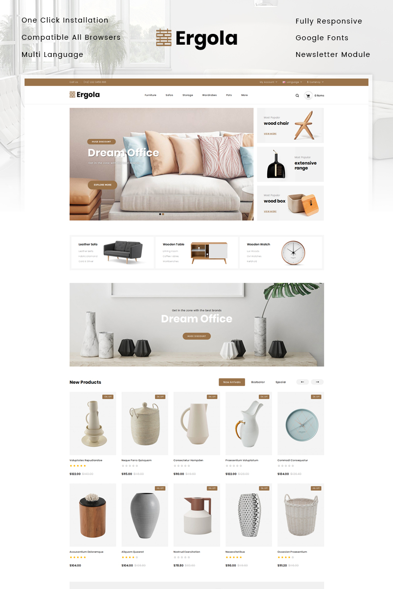 Ergola - Furniture Store OpenCart Responsive Template