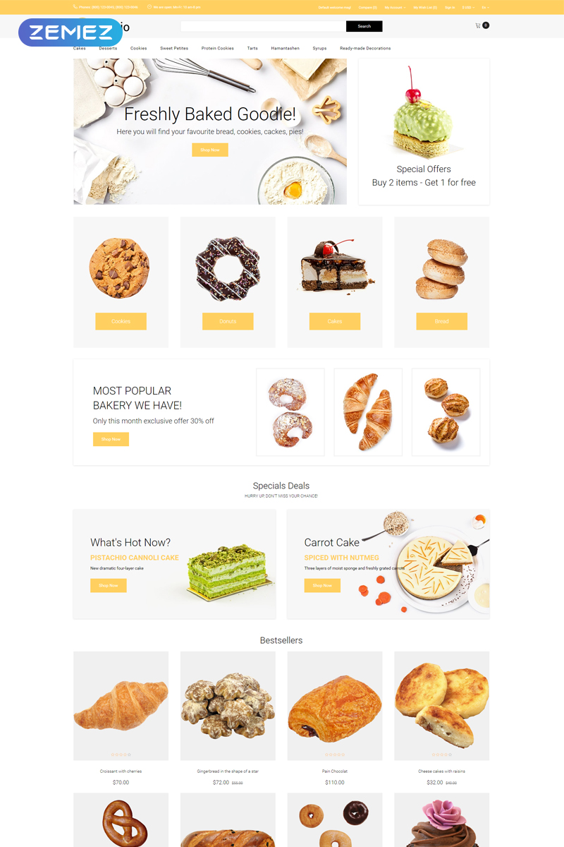 Bakeio - Bakery eCommerce Creative OpenCart Template