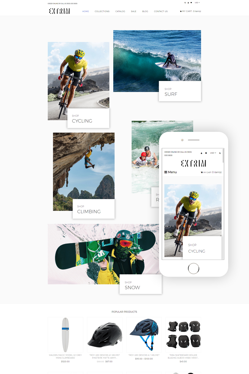 Extrim - Extreme Sports Multipage Modern Shopify Theme