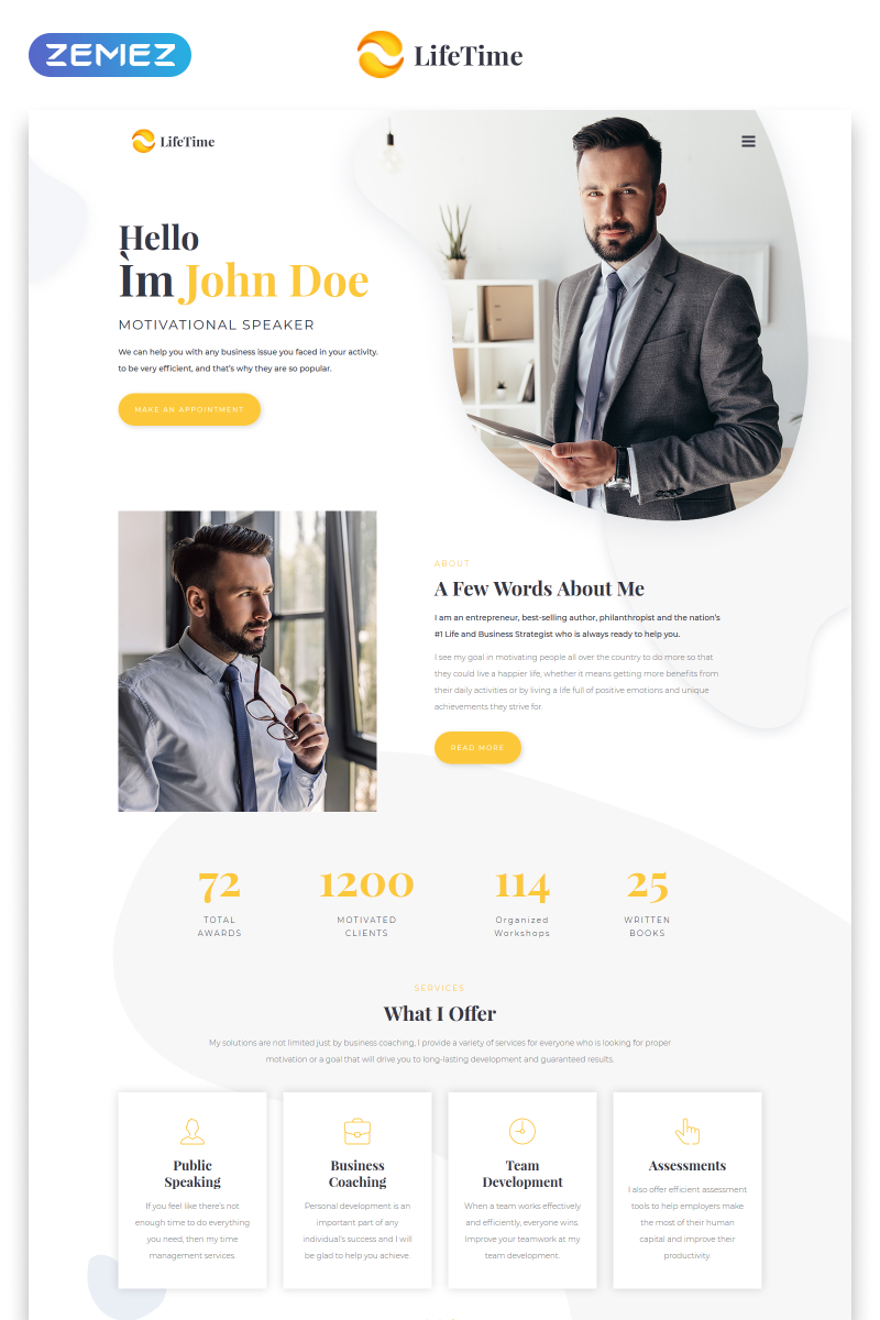 LifeTime - Motivational Speaker Clean Multipage HTML5 Website Template