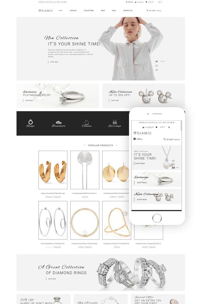 Diamic - Jewelry Multipage Clean Shopify Theme
