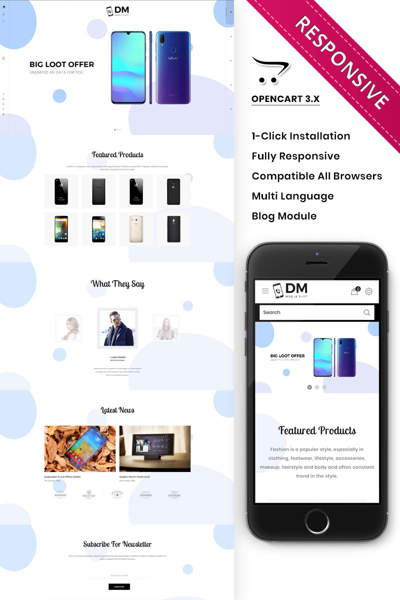 DM Collection Mobile Store Responsive OpenCart Template