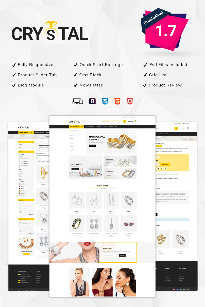 Crystal Jewellery Store PrestaShop Theme