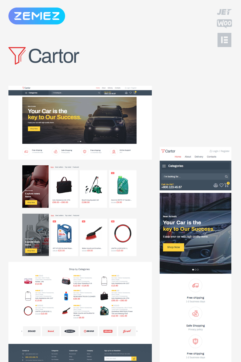 Cartor - Auto Accessories ECommerce Classic Elementor WooCommerce Theme