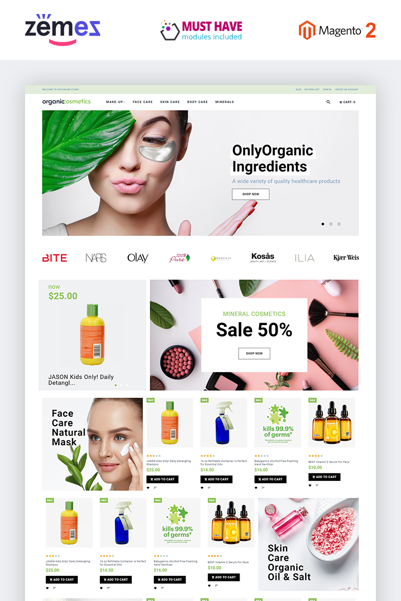 OrganicCosmetics - Clean eCommerce Cosmetics Store Magento Theme